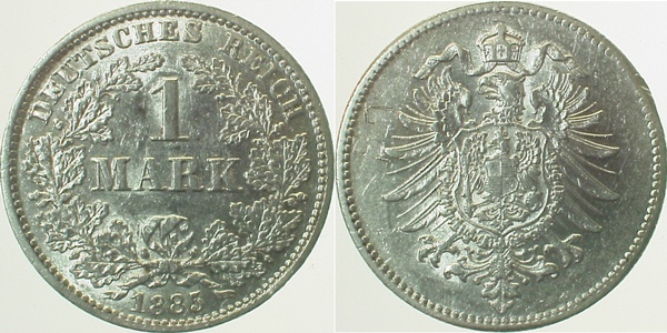 1 Mark 1885 J selten in dieser Erhaltung J009