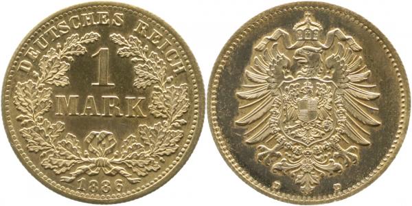 1 Mark 1886 D Deutsches Reich PP -- J009 Polierte Platte -