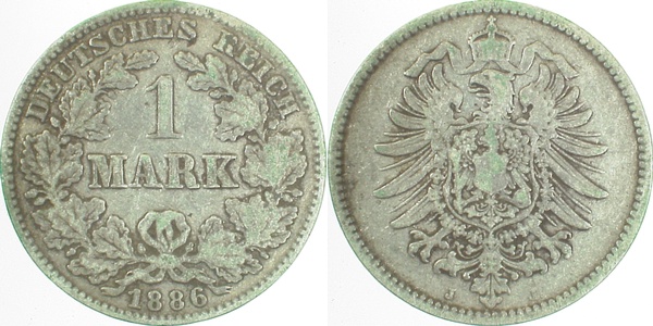1 Mark 1886 J s/ss J009