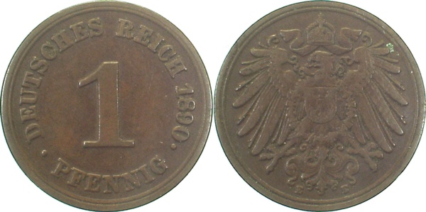 1 Pfennig 1890 E ss/vz J010