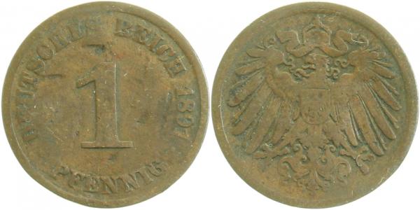 1 Pfennig 1891 J s/ss J010