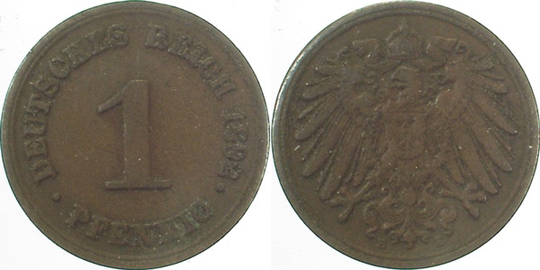 1 Pfennig 1892 E ss/vz J010