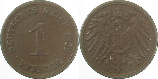 1 Pfennig 1892 E ss- J010