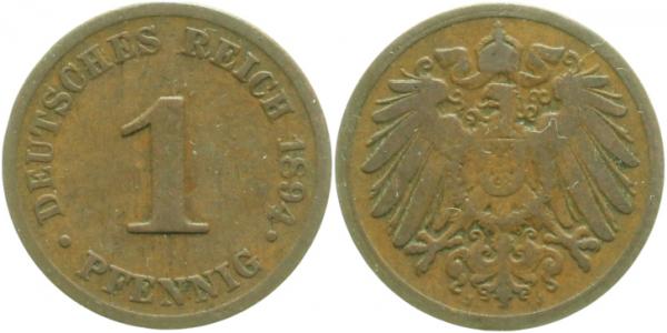 1 Pfennig 1894 J s/ss J010