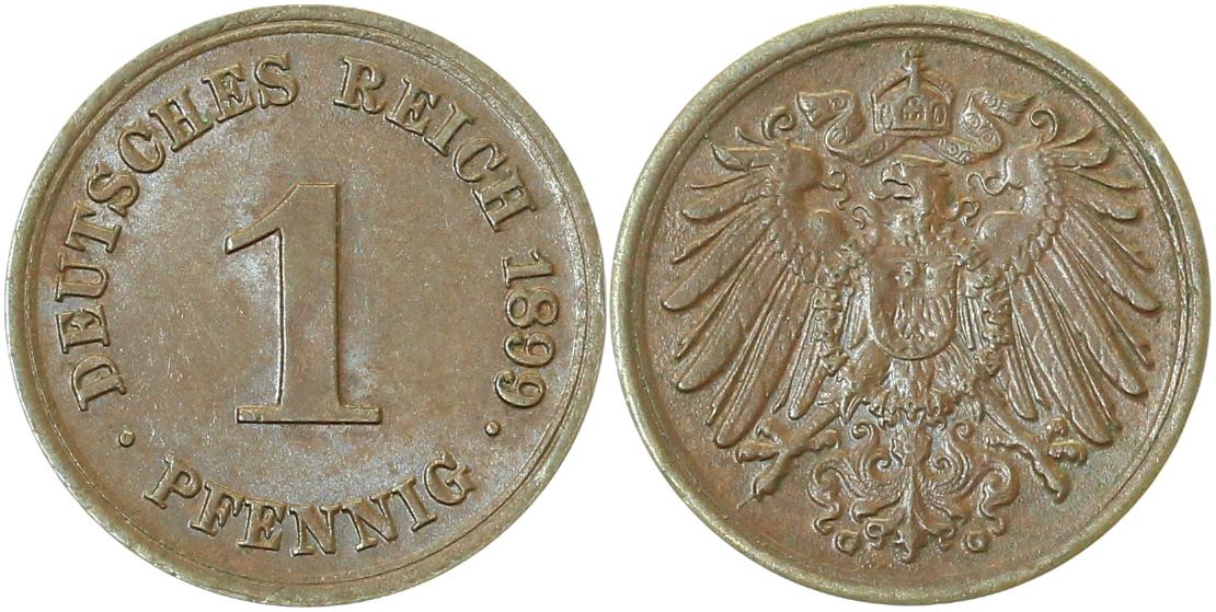 1 Pfennig 1899 G f prfr selten in der Erhaltung J010