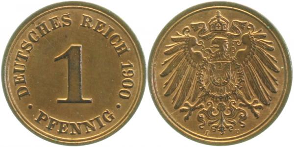 1 Pfennig 1900 D prfr/stgl J010
