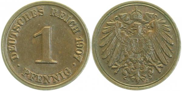 1 Pfennig 1907 J vz/st J010