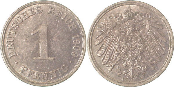 1 Pfennig 1909 A vz/st J010