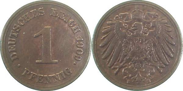 1 Pfennig 1909 E ss/vz J010