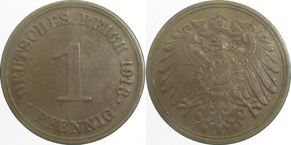 1 Pfennig 1913 G ss/vz J010