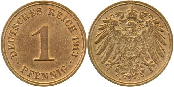 1 Pfennig 1913 J f prfr J010