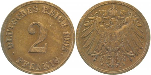 2 Pfennig 1905 J ss/vz