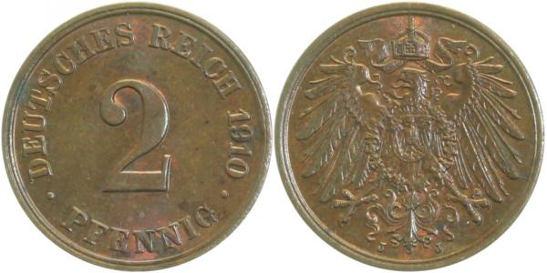 2 Pfennig 1910 J prfr !!!