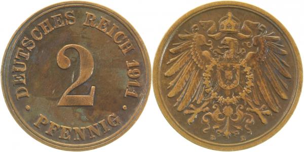 2 Pfennig 1911 D ss/vz