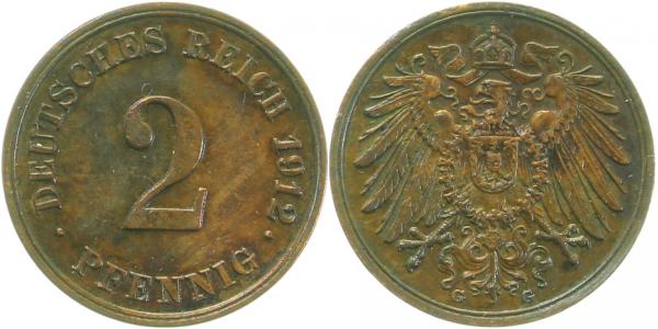 2 Pfennig 1912 G f prfr ! J011 f prfr 2 Pfennig