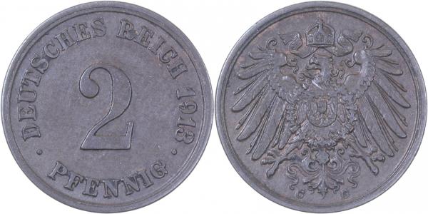 2 Pfennig 1913 G ss/vz