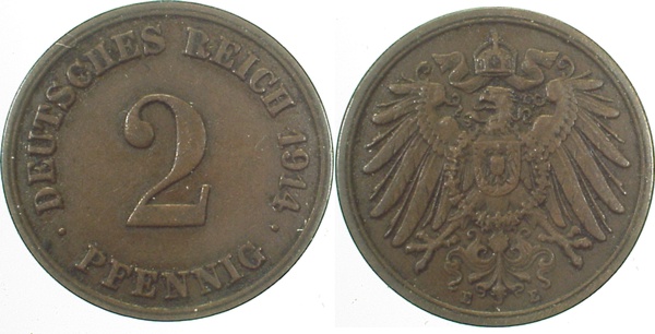 2 Pfennig 1914 E ss/vz J011 ss / vz 2 Pfennig