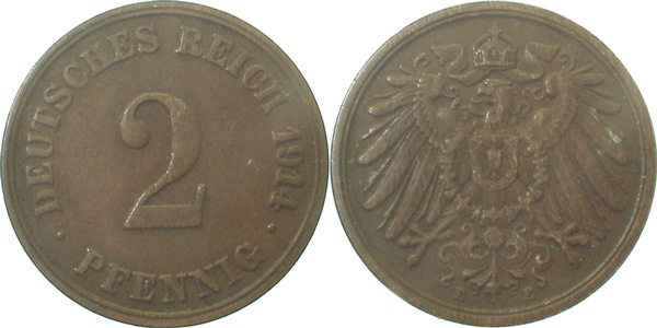 2 Pfennig 1914 E ss J011 ss 2 Pfennig