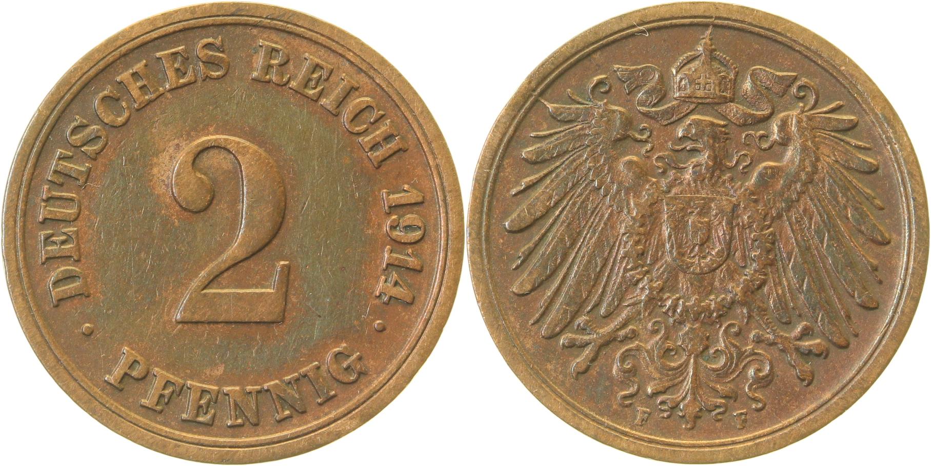 2 Pfennig 1914 F vz.....10.000 Aufl