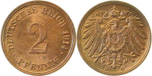 2 Pfennig 1914 G prfr/stgl
