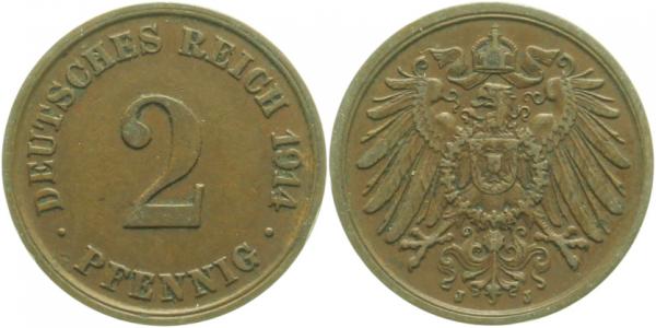 2 Pfennig 1914 J ss/vz J011 ss / vz 2 Pfennig
