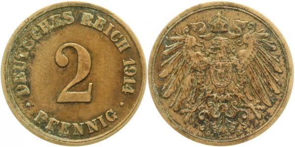 2 Pfennig 1914 J ss J011 ss 2 Pfennig