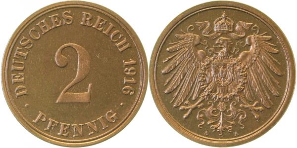 2 Pfennig 1916 A prfr/stgl EA!!!