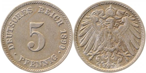 5 Pfennig 1890 J stgl. !!!