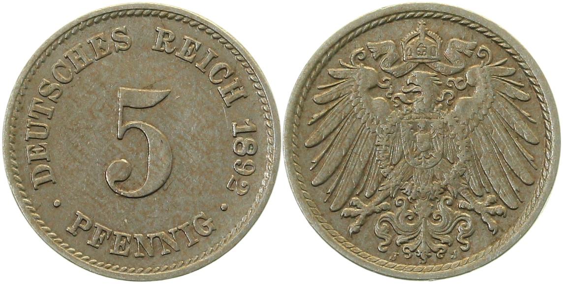 5 Pfennig 1892 J f.prfr.