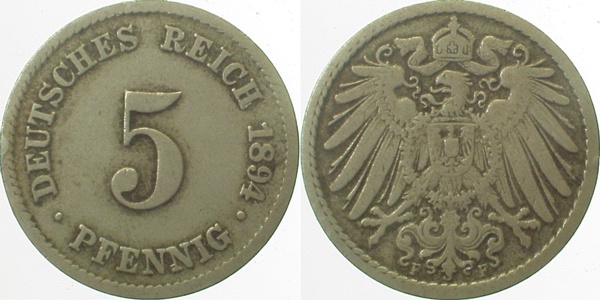 5 Pfennig 1894 F ss J012 ss 5 Pfennig