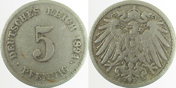 5 Pfennig 1894 G s/ss