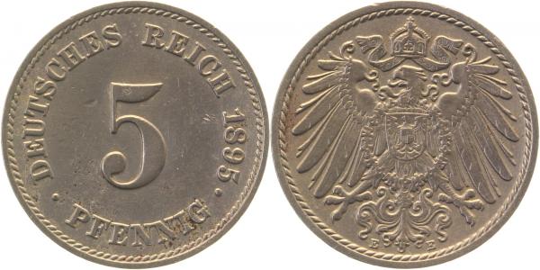 5 Pfennig 1895 E fast VZ