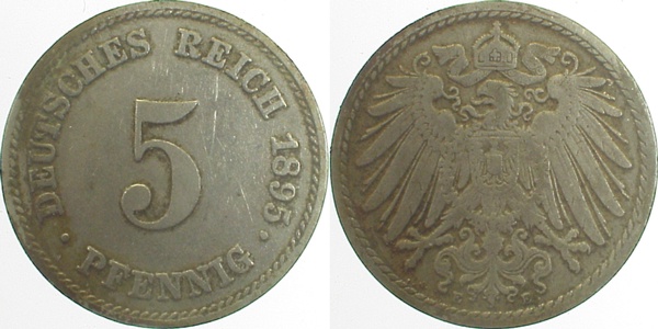5 Pfennig 1895 E ss J012 ss 5 Pfennig