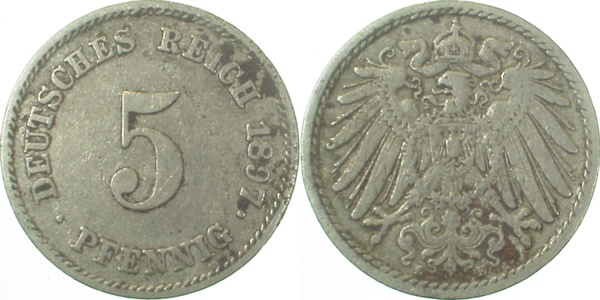 5 Pfennig 1897 E ss J012 ss 5 Pfennig
