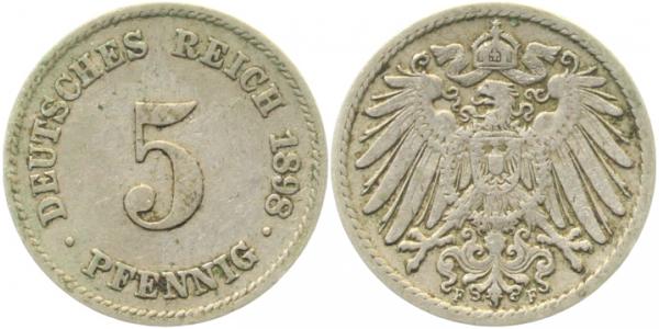 5 Pfennig 1898 F ss J012 ss 5 Pfennig