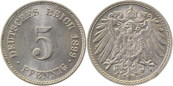 5 Pfennig 1899 E prfr/stgl !