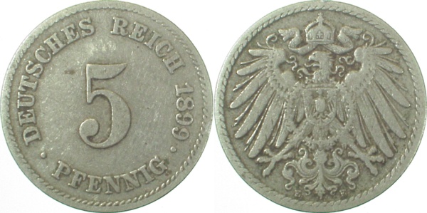 5 Pfennig 1899 E ss J012 ss 5 Pfennig