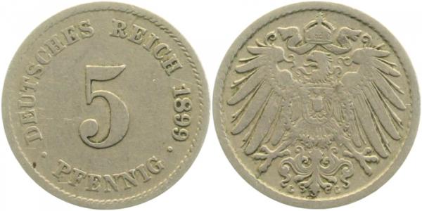 5 Pfennig 1899 G ss- J012 ss- 5 Pfennig