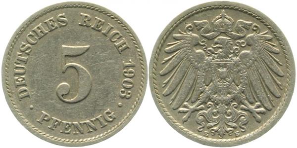 5 Pfennig 1903 E ss/vz J012
