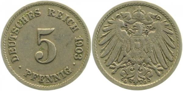 5 Pfennig 1903 G ss J012 ss 5 Pfennig