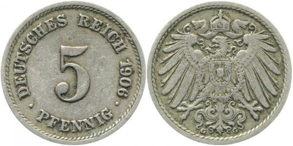5 Pfennig 1906 G ss/vz J012 ss / vz 5 Pfennig