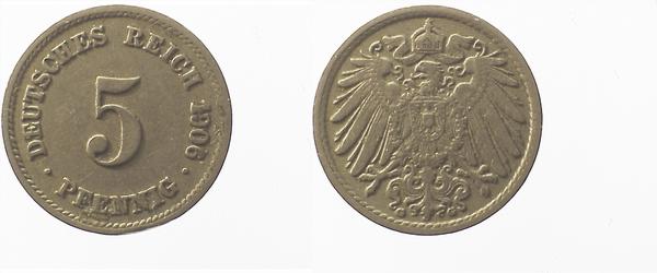 5 Pfennig 1906 G ss J012 ss 5 Pfennig