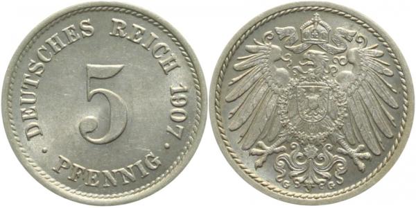 5 Pfennig 1907 G pfr/st J012