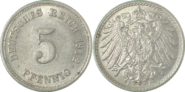 5 Pfennig 1912 F VZ J12