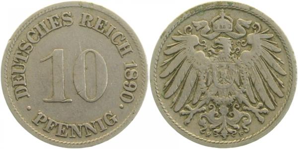 10 Pfennig 1890 F fast prägefrisch