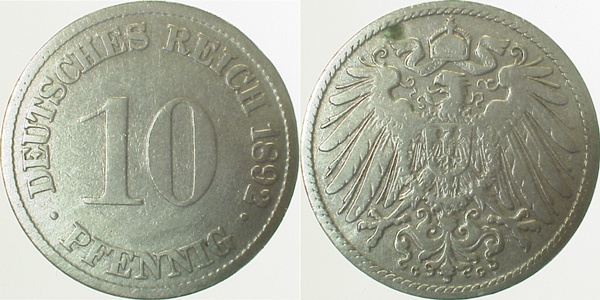 10 Pfennig 1892 G s/ss J013 s / ss 10 Pfennig