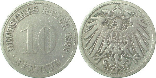 10 Pfennig 1893 F s/ss