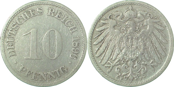 10 Pfennig 1896 F ss- J013 ss- 10 Pfennig