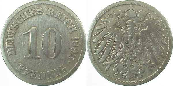 10 Pfennig 1896 J s/ss J013 s / ss 10 Pfennig
