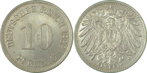 10 Pfennig 1898 F prfr/stgl
